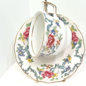 Royal Doulton Teacup and Saucer, Floradora Gold, English Bone China, English Teacups, Anniversary Gift, Gifts for Her, Housewarming Gift