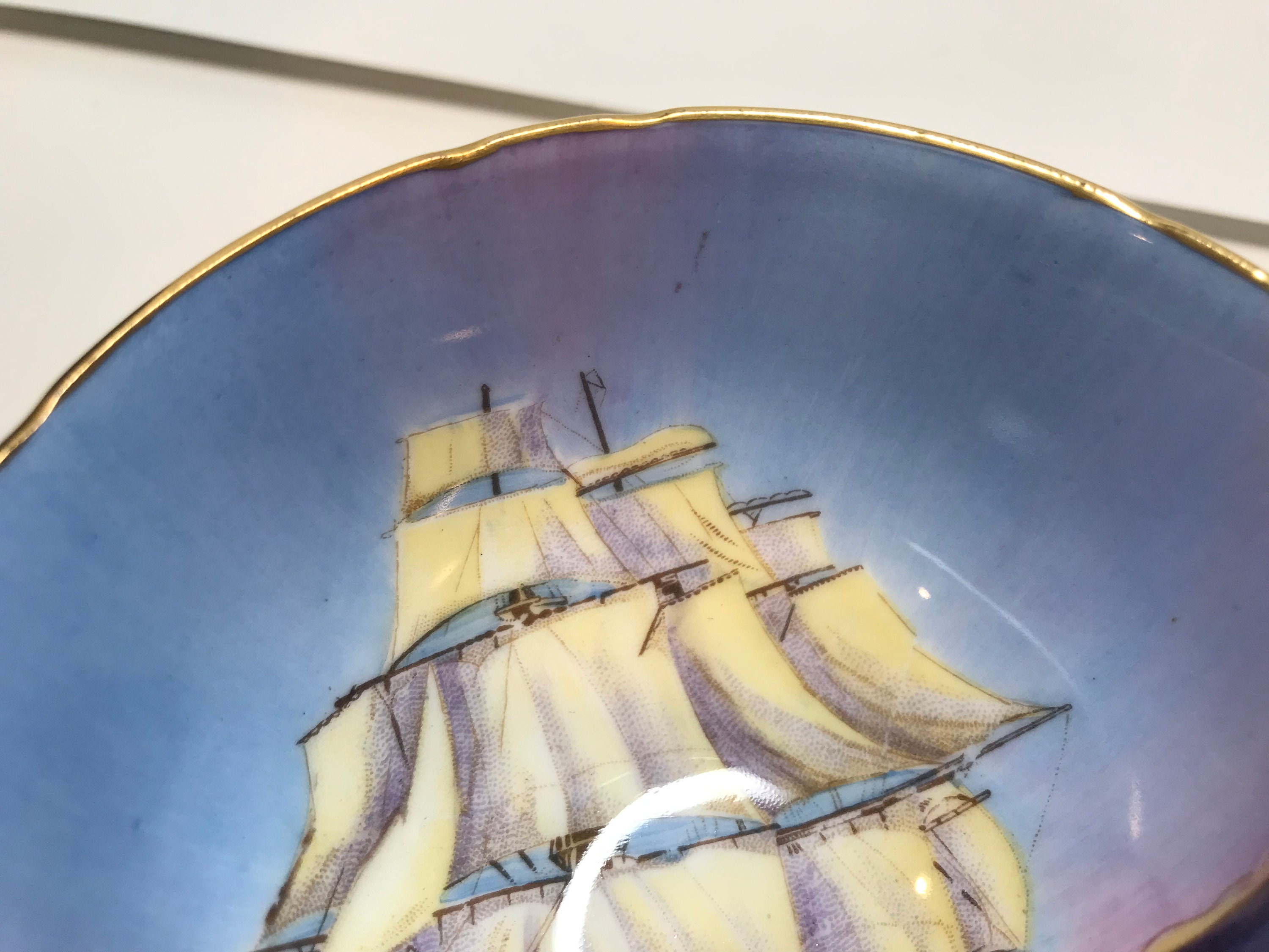 Sailing Ship by Aynsley Tea Cup and Saucer, Tall Ship Cups, Sailboat