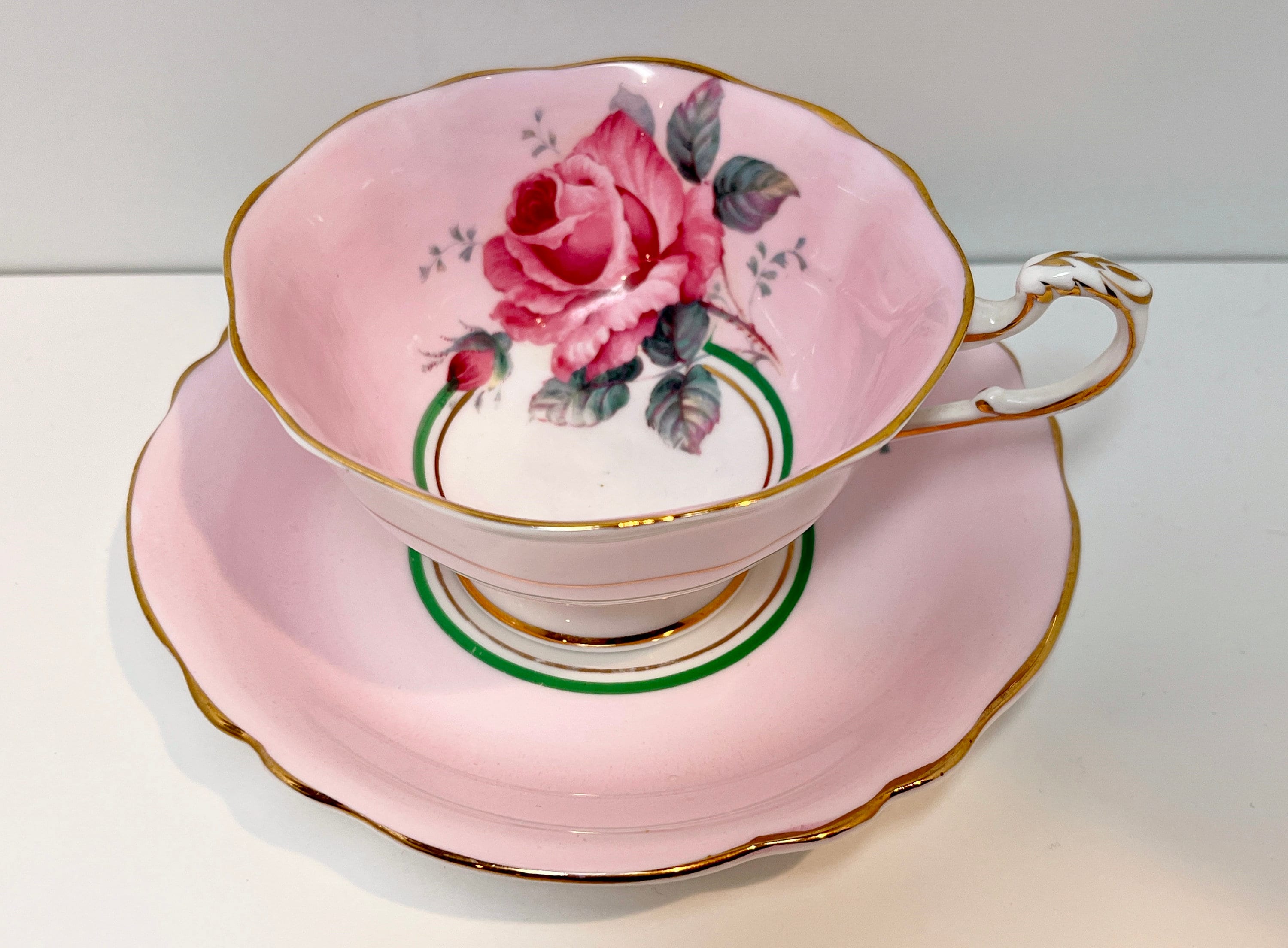Double Warrant Paragon Teacup and Saucer, Pink Paragon Cups, Antique