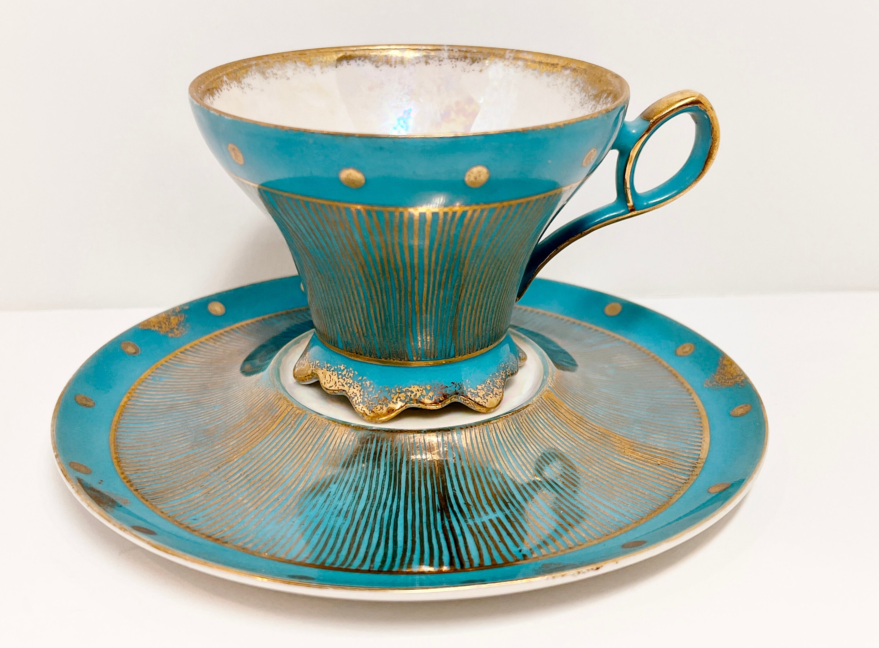 Lefton Teacup, Turquoise Teacup, Japanese Teacup, Vintage Teacup, Aqua