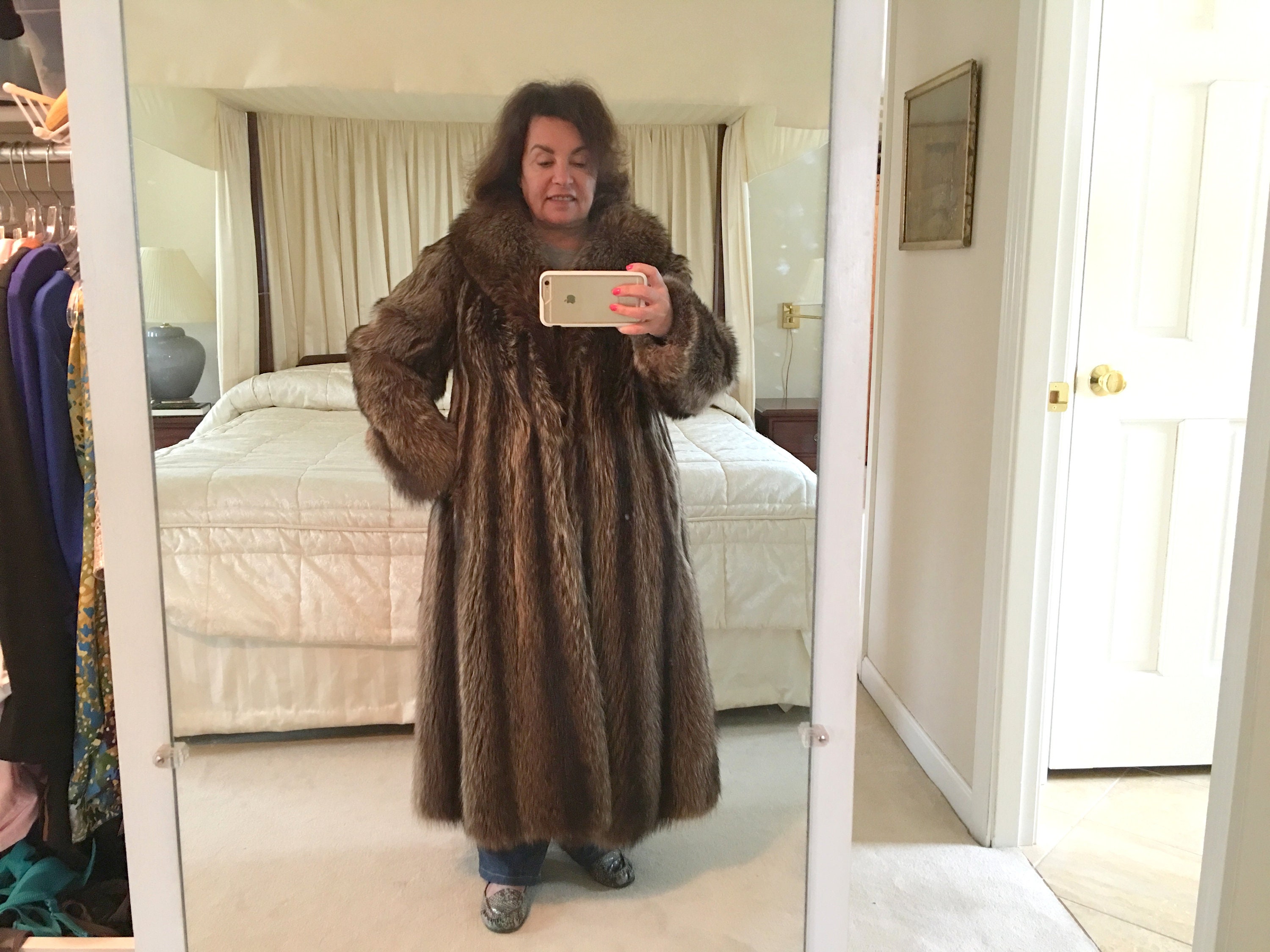 Full Length Raccoon Coat Winter Fur Coat Vintage Raccoon Gift for Her Authentic Fur Coat Real Raccoon Coat Luxury Gift