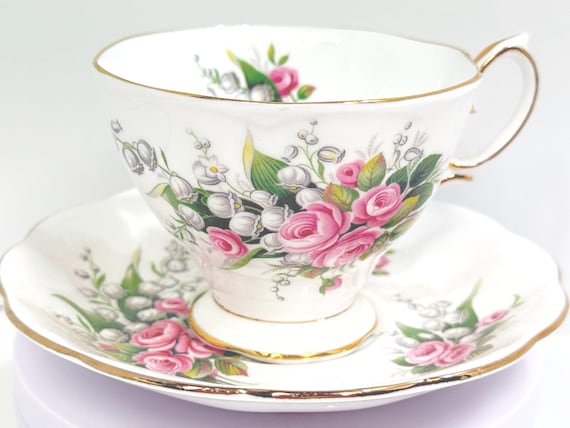 Royal Albert Teacup and Saucer, Lily of the Valley Pattern, English Teacup, Floral Teacup, Gift for Her, Gift for Friend, Anniversary Gift