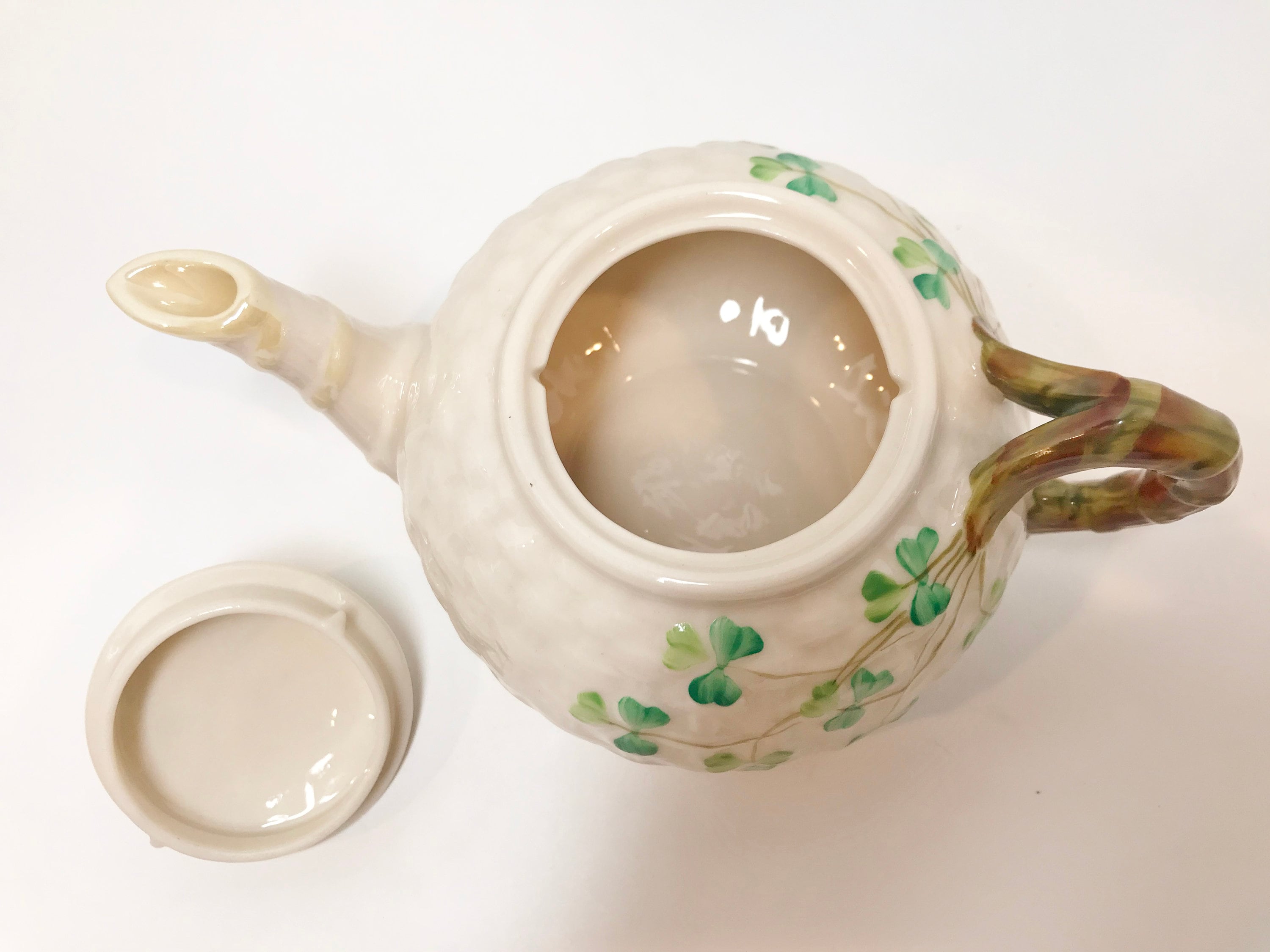 RARE One Person Shamrock Belleek Teapot, Belleek Tea Set, Irish Teapot