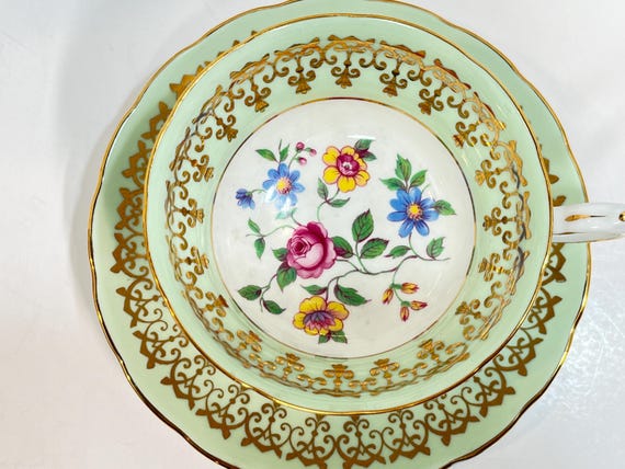 Grosvenor Teacup and Saucer, English Teacup, Floral Teacup, Antique Teacup, Gift for Her, Anniversary Gift, Housewarming Gift