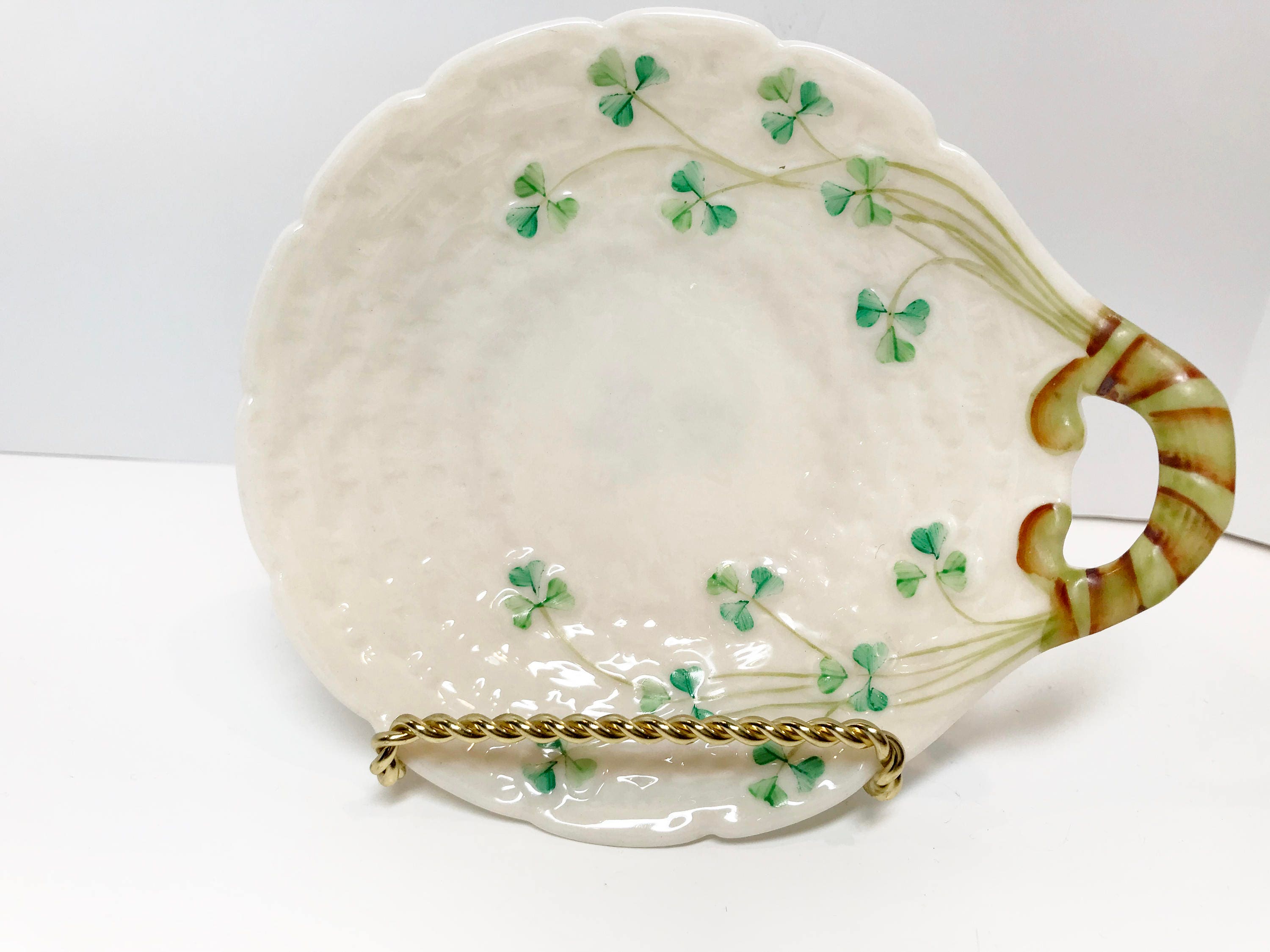 Belleek Shamrock Ware Butter Plate, Belleek China, Irish Belleek Butter