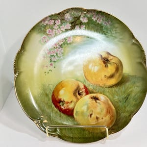 Hutschenreuther Plate, E Vouga Artist, Bavarian Plate, Art Noveau Plate, Charlotte Bavaria Plate, Estate Plate, Apple Plate, House Gift