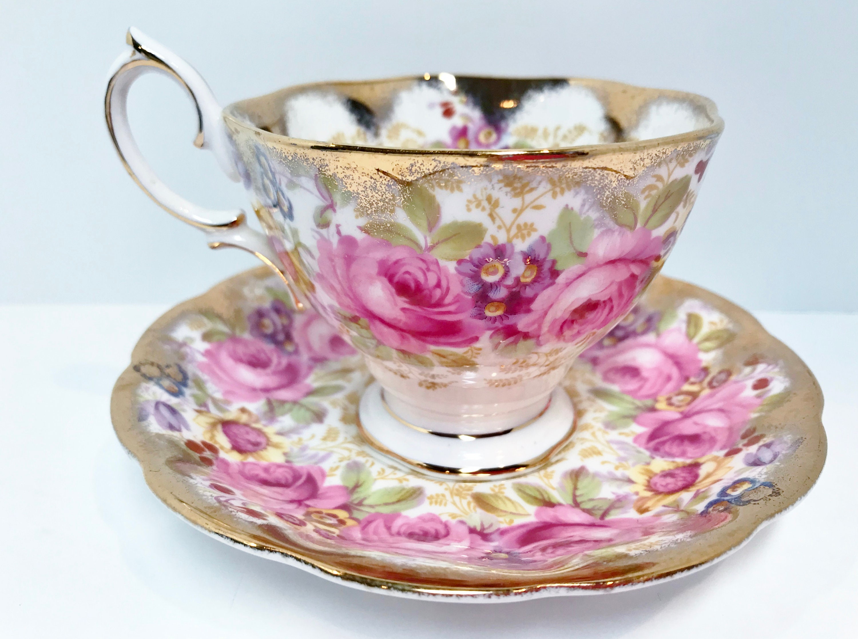Royal Albert Teacup, Gold Rose Teacups, Antique Teacups, Antique Tea