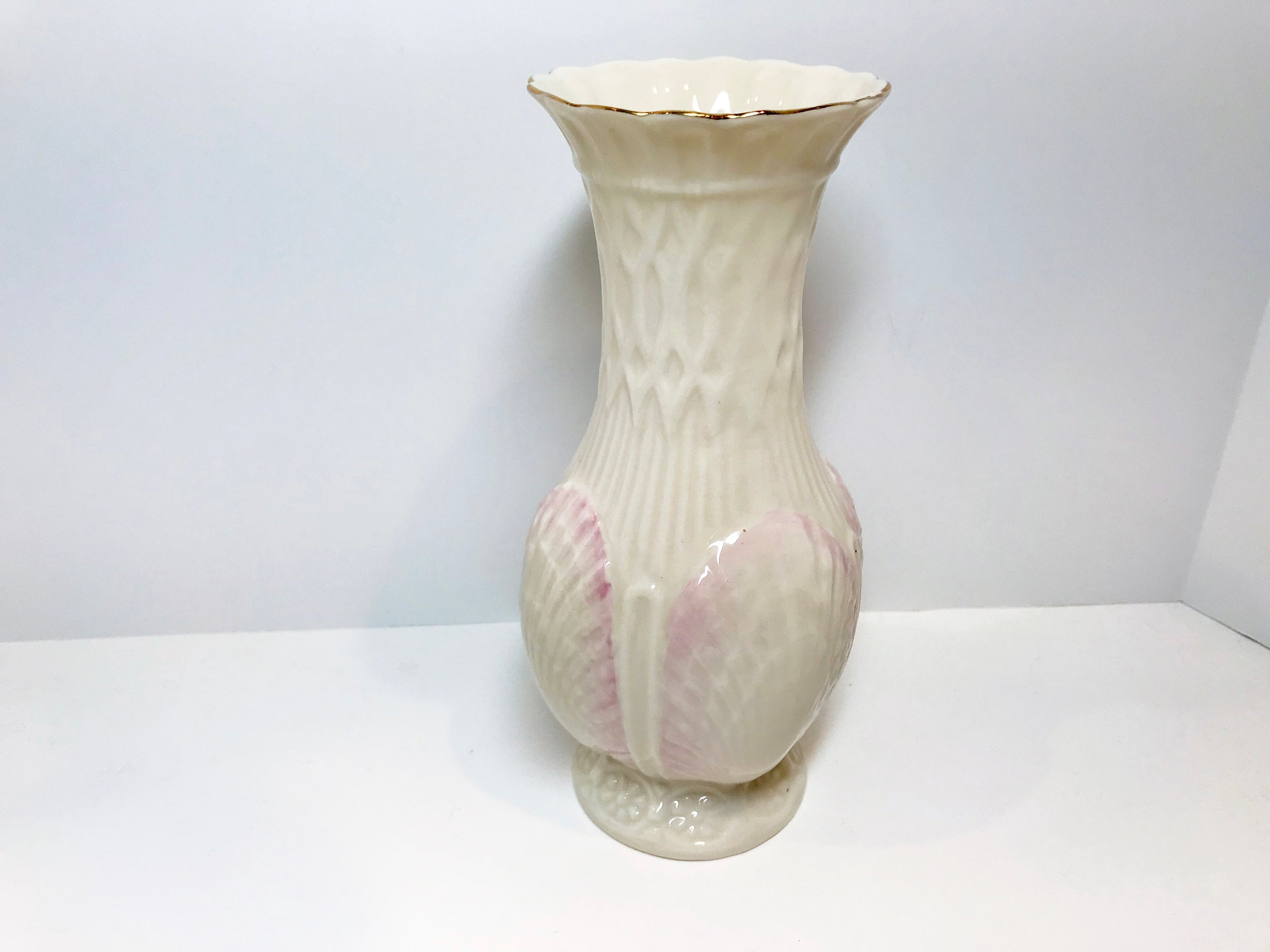 Reserved for SR, Belleek Pink Shell Vase, Irish Vase, Belleek China