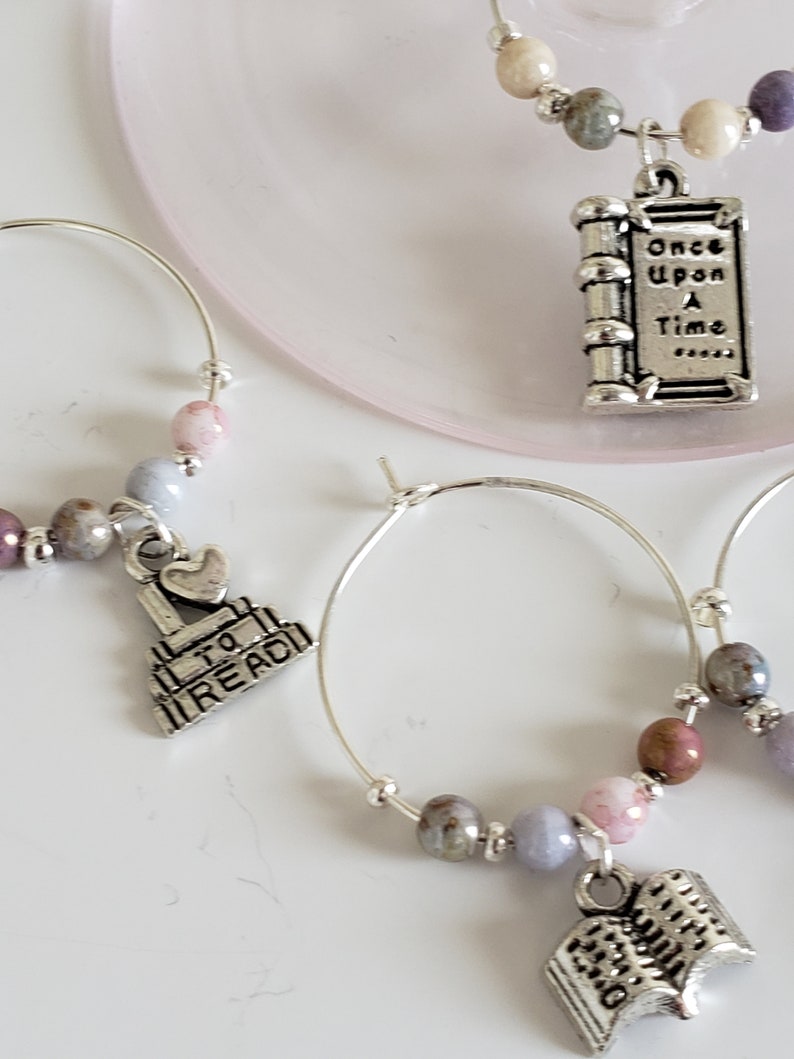 Book Club Wine Charms Set of 9 Book Wine Glass Markers With Etsy