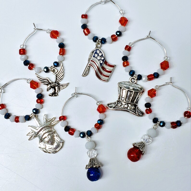 Independence Day Wine Glass Charms-set of 6 Wine Glass Charms - Etsy