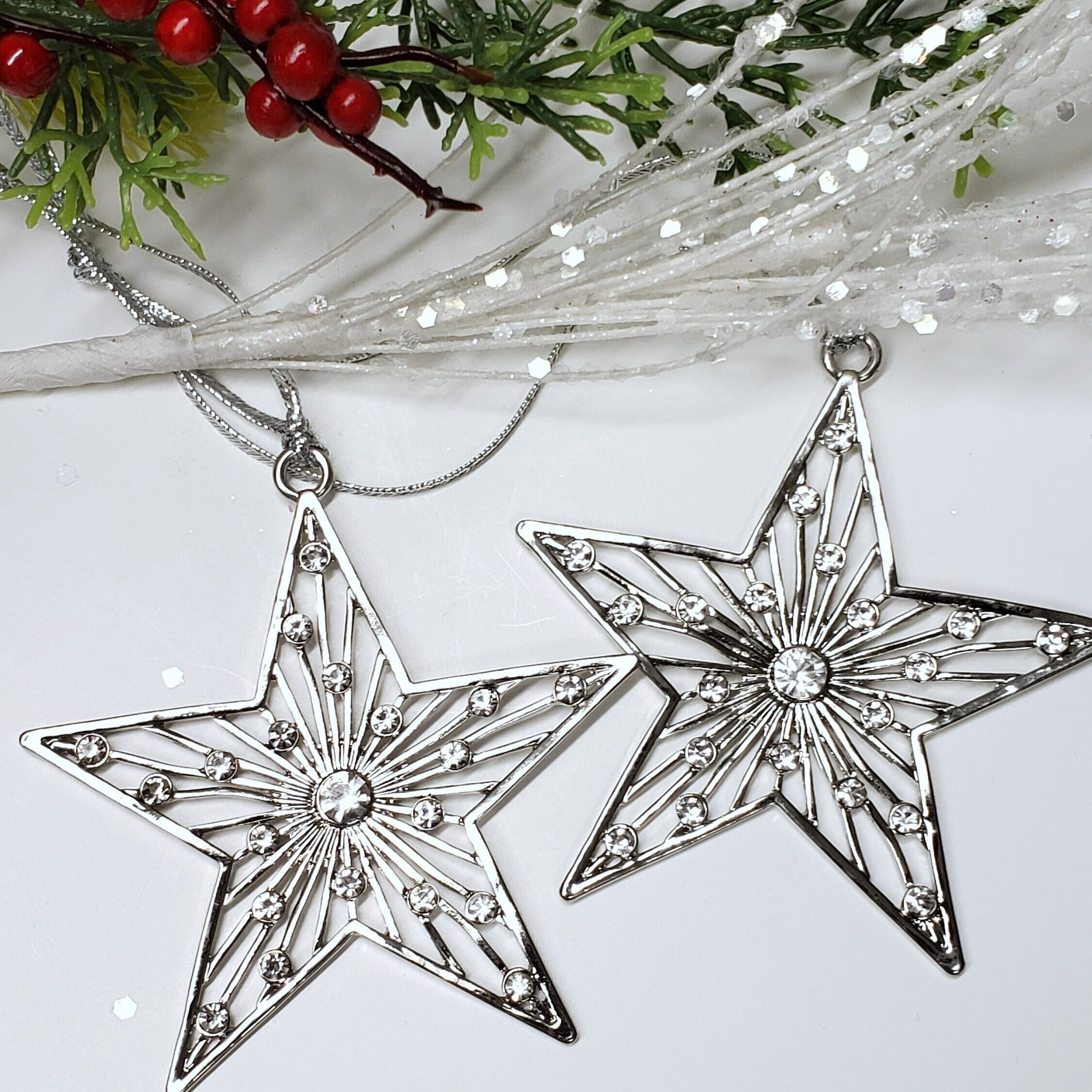 Silver Star Ornament - Etsy