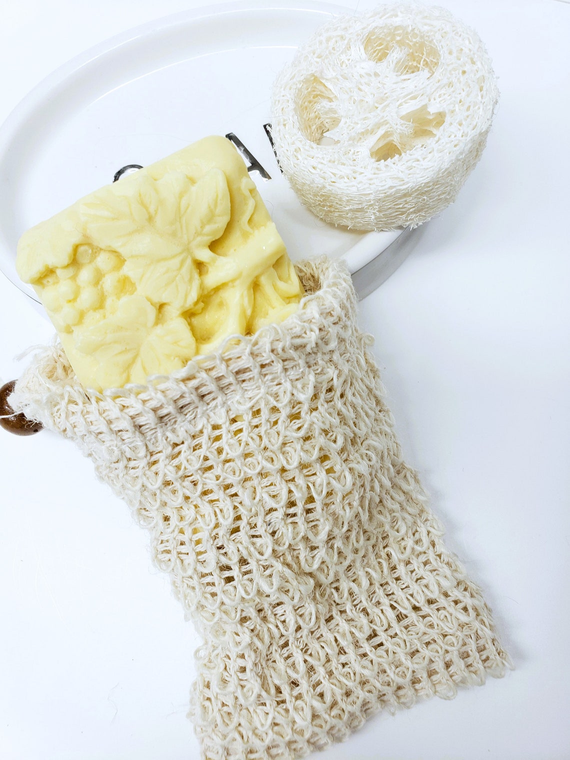 3 Soap Saver Bags & 1 Loofah Slice Set of 3 Natural Soap Etsy