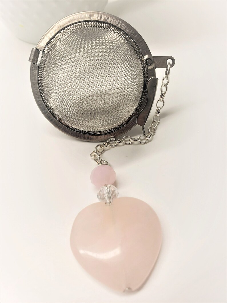 Heart Tea Infuser Natural Rose Quartz Heart Strainer Etsy