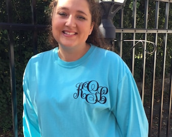 Monogrammed Comfort Colors Long Sleeve T-Shirt