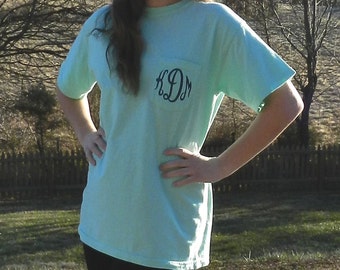 Comfort Colors Monogrammed Pocket Short Sleeve T-Shirt Close Out Sale