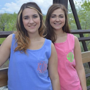 Comfort Colors Monogrammed Pocket Tank