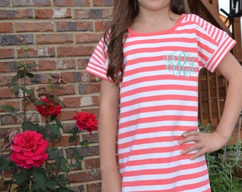 Girls (Youth Size) Monogrammed Knit T-Shirt Dress