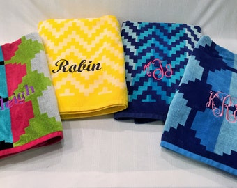 Last Chance! Monogrammed Beach Towel -- Reversible