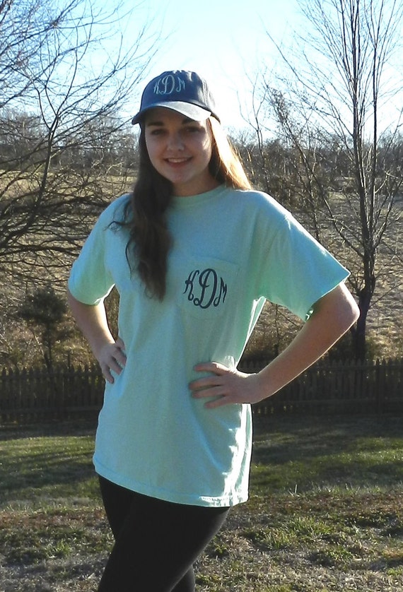 Comfort Colors Monogrammed Pocket Short Sleeve T Shirt Etsy