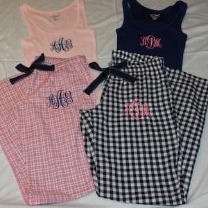 SALE - Monogrammed Pajama Bottoms and  Top Set