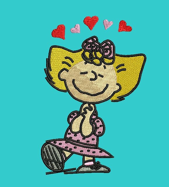 Hand Drawn Sally Machine Embroidery Design, Linus, Peanuts