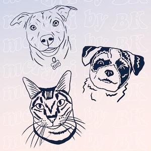 Custom Hand Drawn Dog, Cat, Pet Portrait, SVG, vector, png, & jpg for use with Cricut and Silhouette cutting machines, Pet gift, dog gift