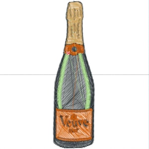 Veuve Champagne Bottle Patch Machine Embroidery Design, New Years, wine bottle, File, Instant Download (PES, JEF, pcs, and more)