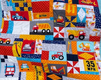 ¡Vamos a movernos! Edredón acogedor para bebés, guarderías, cunas y niños pequeños con temática de construcción, 39 x 45 pulgadas