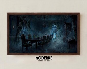 Haunted Dining Room TV Art | Victorian Ghost Couple Romance (Digital File)