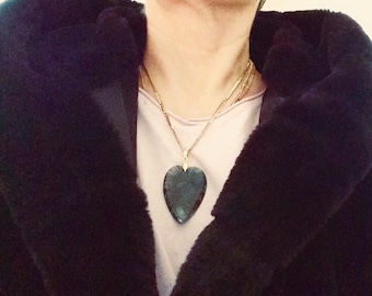 Beautiful Heart Shape Pendant Green Moss Agate