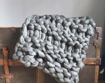 Grey Chunky Knit Blanket