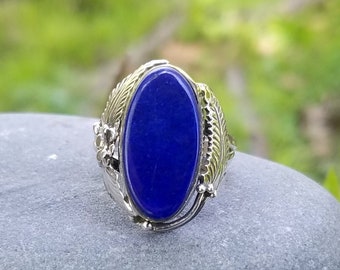 Sterling Silver & Lapis Lazuli Ring Size 8