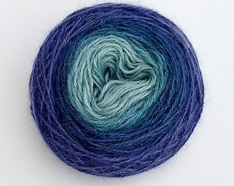 100% Pygora Goat Yarn - "Gitche Gumee" Ombre Gradinet Hand Dyed 2 oz. 3 Ply Finger Weight