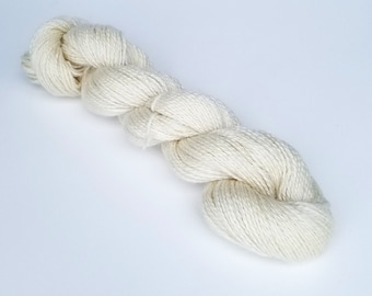 80% Pygora Goat & Merino Wool Blend Yarn - &quot;Natural White&quot; Hand Dyed 2 oz. 2 Ply Finger Weight
