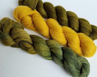 80% Pygora Goat & Merino Wool Blend Yarn - "Oak, Honeycomb or Deep Woods"  Hand Dyed  2 oz. 2 Ply Finger Weight