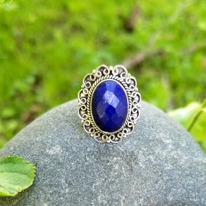 Sterling Silver & Lapis Lazuli Ring Size 7 3/4