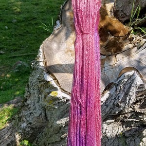 100% Pygora Goat Yarn color Rhubarb Hand Dyed 2 oz. 3 Ply Sport Weight Skein image 2