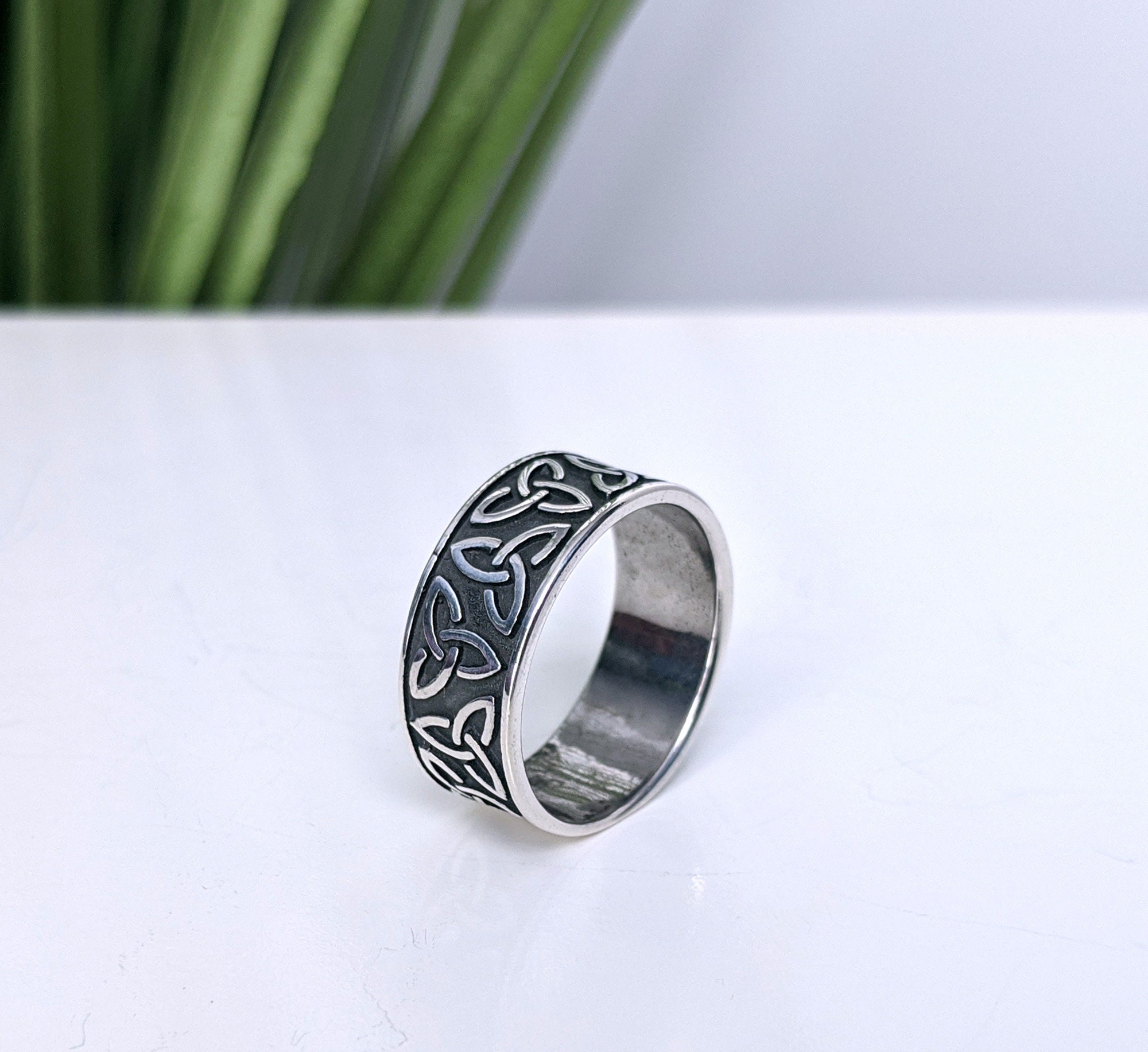 Evan, 7 mm Silver-Tone Stainless Steel With Trinity Knot Pattern Celtic  Ring, In stock!