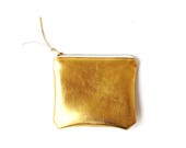 Small Gold Leather Coin Purse