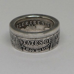 Coin Ring handmade from United States   Morgan Silver Dollar in sizes 9 - 15 antique finish High Quality