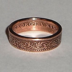 Sealed Coin Ring made from 1/4 ANNA coin from India size 6-14