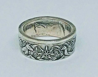Coin Ring made from Australia silver 50 cent coin  size 9,10,11,12,13 OR 14