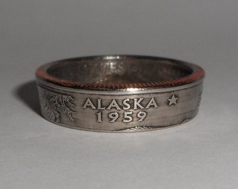 Sealed ALASKA us quarter  coin ring size  or pendant