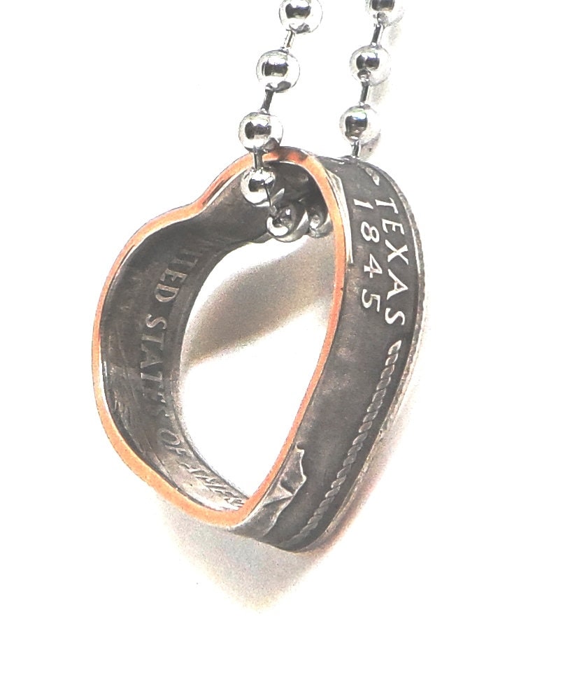 Handmade State Quarter Coin Ring Heart 