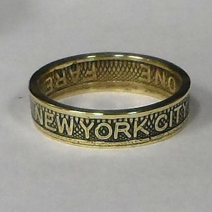 Versiegelte New York City Subway Vintage Tunnel Münze Ring Größe 4-10