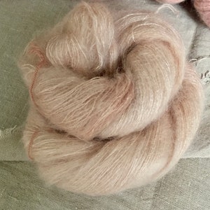 hand-dyed Kid Mohair-Silk, Feather Light, Pearl (dyed with avocado seeds)