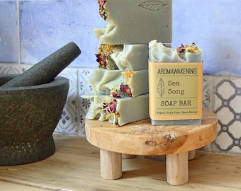 Beautiful Sea Song Handmade Soap Bar, coloured naturally, palm oil free shower soap, vegan soap bar 110g