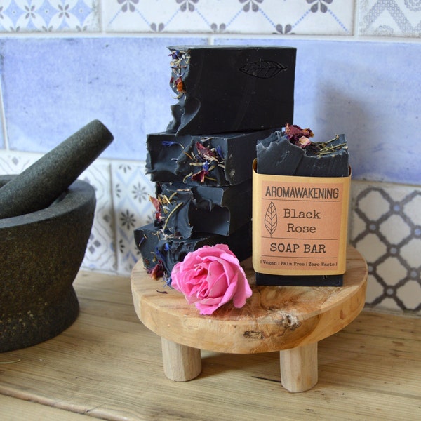 Black Rose, natural charcoal soap, detox black soap,  natural body soap for all you wild roses 110g