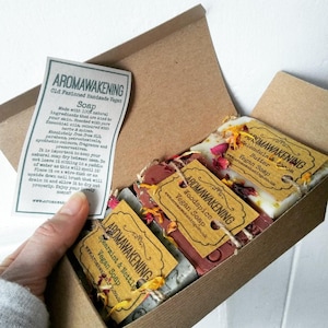 Shower Soap Gift Box, herbs and essential oils, lovely eco gift for Him, gift for her, gentle soaps, handmade
