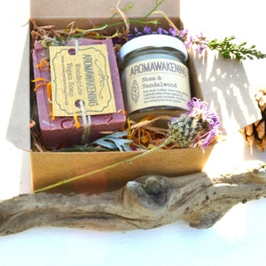 Natural zero waste gift set, organic shea butter face balm, choose soap variety from drop down menu.